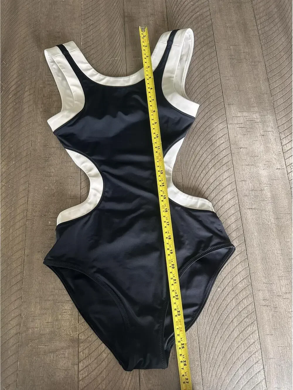 STAUD Dolce One Piece Swimsuit with Cutouts in Black/White Women’s XS - Picture 10 of 15